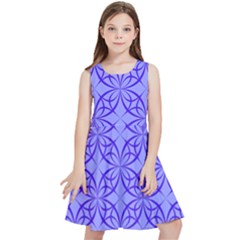 Decor Pattern Blue Curved Line Kids  Skater Dress by Semog4