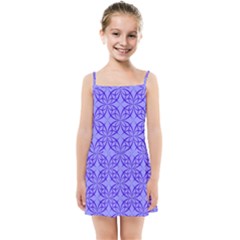 Decor Pattern Blue Curved Line Kids  Summer Sun Dress by Semog4