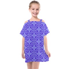 Decor Pattern Blue Curved Line Kids  One Piece Chiffon Dress by Semog4