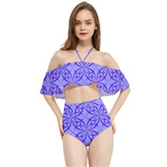 Decor Pattern Blue Curved Line Halter Flowy Bikini Set  by Semog4