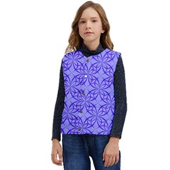 Decor Pattern Blue Curved Line Kid s Short Button Up Puffer Vest	