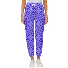 Decor Pattern Blue Curved Line Women s Cropped Drawstring Pants by Semog4