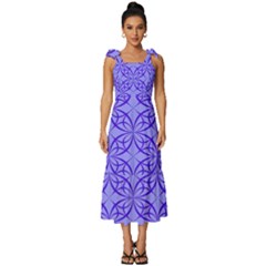 Decor Pattern Blue Curved Line Tie-strap Tiered Midi Chiffon Dress by Semog4