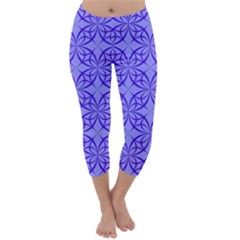 Decor Pattern Blue Curved Line Capri Winter Leggings 