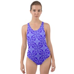 Decor Pattern Blue Curved Line Cut-out Back One Piece Swimsuit by Semog4