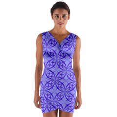 Decor Pattern Blue Curved Line Wrap Front Bodycon Dress by Semog4