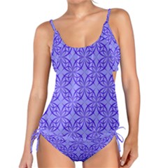 Decor Pattern Blue Curved Line Tankini Set