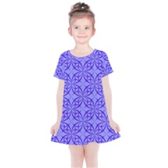 Decor Pattern Blue Curved Line Kids  Simple Cotton Dress by Semog4