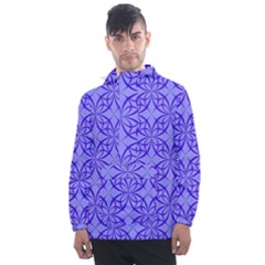 Decor Pattern Blue Curved Line Men s Front Pocket Pullover Windbreaker