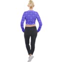 Decor Pattern Blue Curved Line Long Sleeve Cropped Velvet Jacket View2