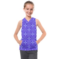 Decor Pattern Blue Curved Line Kids  Sleeveless Hoodie by Semog4