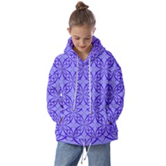 Decor Pattern Blue Curved Line Kids  Oversized Hoodie