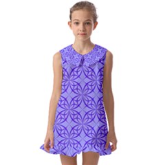 Decor Pattern Blue Curved Line Kids  Pilgrim Collar Ruffle Hem Dress by Semog4