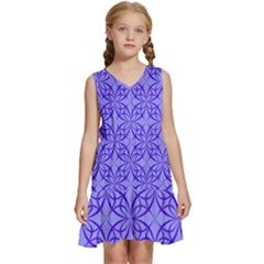 Decor Pattern Blue Curved Line Kids  Sleeveless Tiered Mini Dress by Semog4