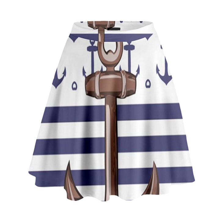 Anchor Background Design High Waist Skirt