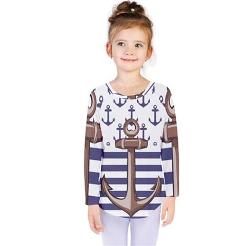 Anchor Background Design Kids  Long Sleeve Tee by Semog4