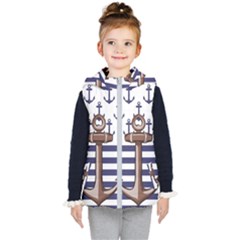 Anchor Background Design Kids  Hooded Puffer Vest