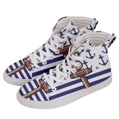 Anchor Background Design Men s Hi-top Skate Sneakers by Semog4