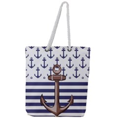 Anchor Background Design Full Print Rope Handle Tote (large) by Semog4