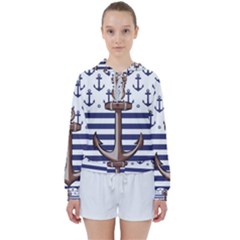 Anchor Background Design Women s Tie Up Sweat