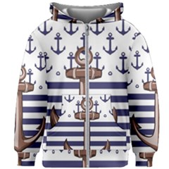 Anchor Background Design Kids  Zipper Hoodie Without Drawstring