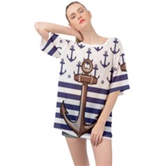 Anchor Background Design Oversized Chiffon Top by Semog4