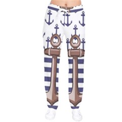 Anchor Background Design Women Velvet Drawstring Pants