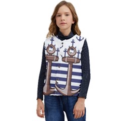 Anchor Background Design Kid s Short Button Up Puffer Vest	