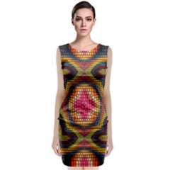 Kaleidoscope Art Pattern Ornament Sleeveless Velvet Midi Dress