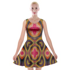 Kaleidoscope Art Pattern Ornament Velvet Skater Dress