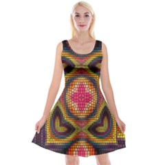 Kaleidoscope Art Pattern Ornament Reversible Velvet Sleeveless Dress