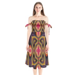 Kaleidoscope Art Pattern Ornament Shoulder Tie Bardot Midi Dress by Semog4