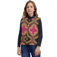 Kaleidoscope Art Pattern Ornament Kid s Short Button Up Puffer Vest	