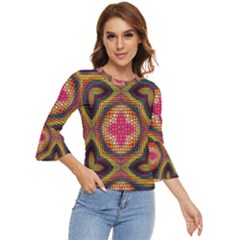 Kaleidoscope Art Pattern Ornament Bell Sleeve Top