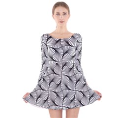 Abstract Seamless Pattern Long Sleeve Velvet Skater Dress