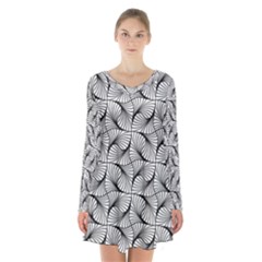 Abstract Seamless Pattern Long Sleeve Velvet V-neck Dress