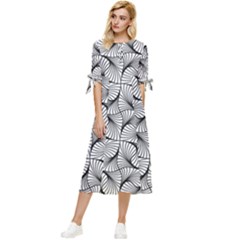 Abstract Seamless Pattern Bow Sleeve Chiffon Midi Dress by Semog4