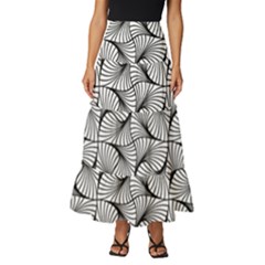 Abstract Seamless Pattern Tiered Ruffle Maxi Skirt