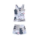 Cute Cat Couple Seamless Pattern Cartoon Kids  Boyleg Swimsuit View2