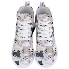 Cute Cat Couple Seamless Pattern Cartoon Women s Lightweight High Top Sneakers by Semog4