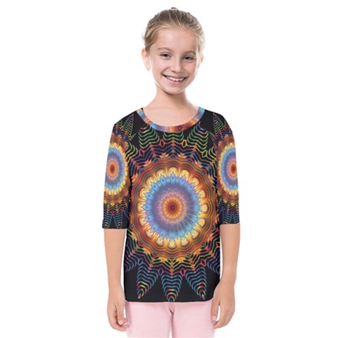 Colorful Prismatic Chromatic Kids  Quarter Sleeve Raglan Tee by Semog4