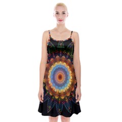 Colorful Prismatic Chromatic Spaghetti Strap Velvet Dress