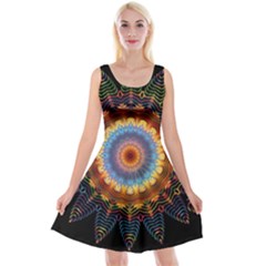 Colorful Prismatic Chromatic Reversible Velvet Sleeveless Dress