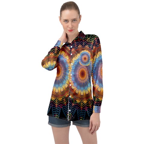 Colorful Prismatic Chromatic Long Sleeve Satin Shirt by Semog4