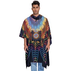 Colorful Prismatic Chromatic Men s Hooded Rain Ponchos