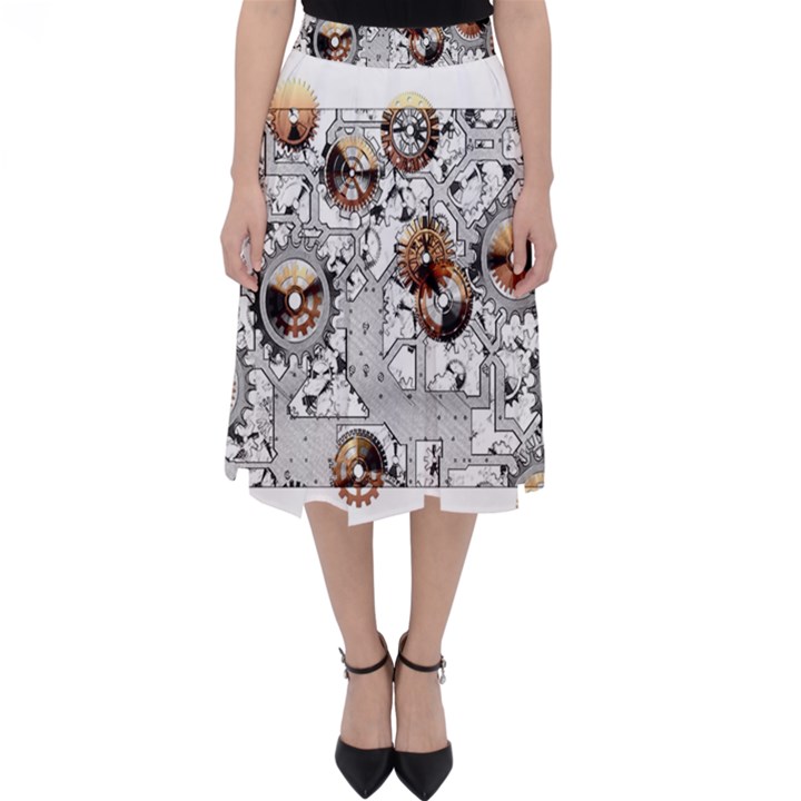 Gears Movement Machine Classic Midi Skirt