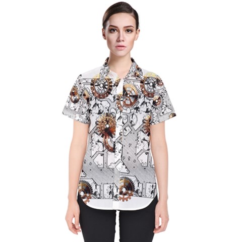 Gears Movement Machine Women s Short Sleeve Shirt by Semog4