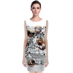 Gears Movement Machine Sleeveless Velvet Midi Dress