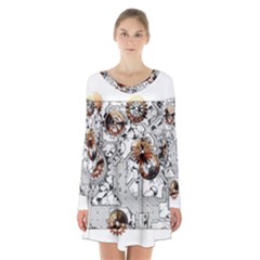 Gears Movement Machine Long Sleeve Velvet V-neck Dress