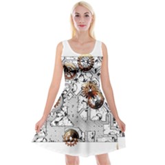 Gears Movement Machine Reversible Velvet Sleeveless Dress